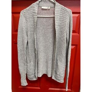 RD Style Womens Gray Open Front Knit Cardigan Sweater Size Medium Pockets